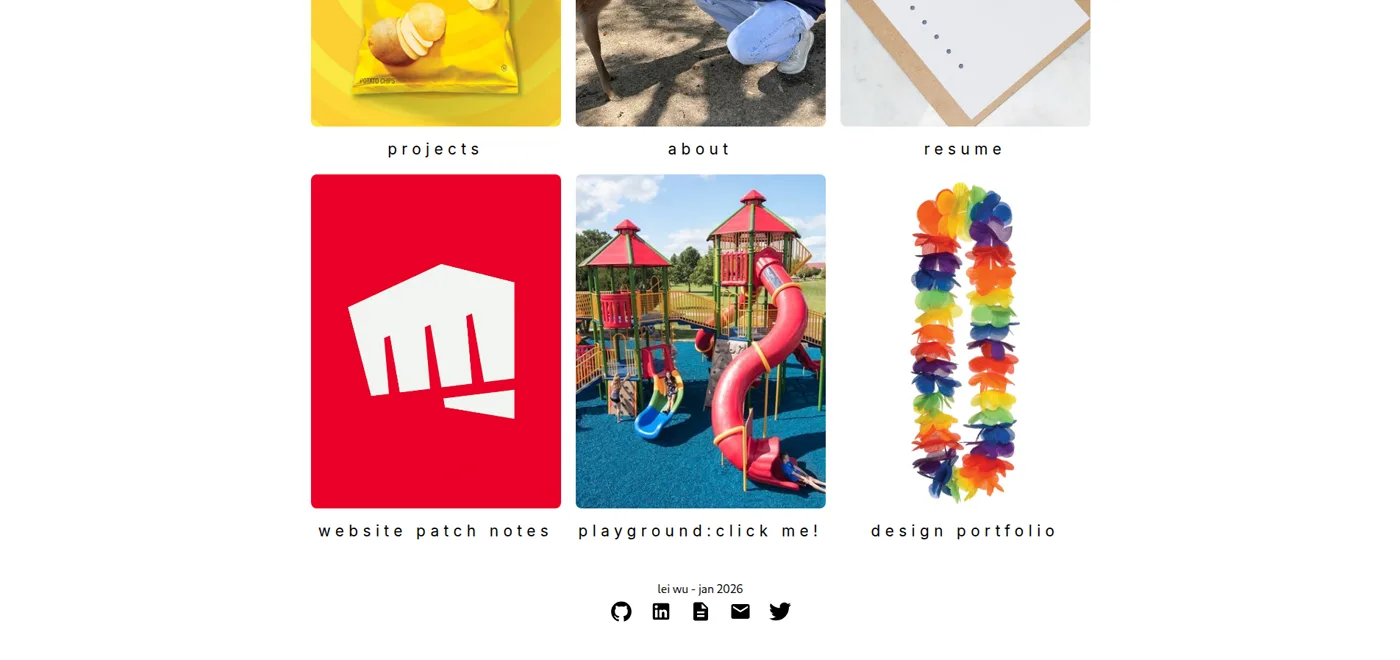 the lower half of the original grid: a riot games fist logo for website patch notes, a playground, and a rainbow lei