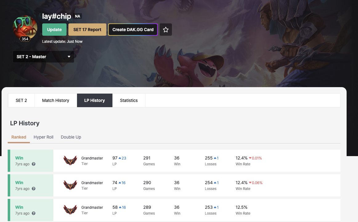 tft rank screenshot: grandmaster, set 2 · top 700 NA